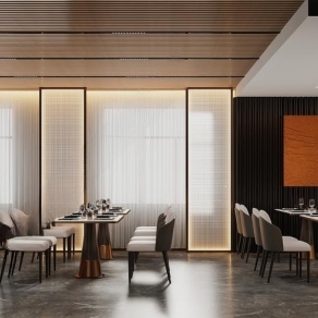 现代自助餐厅3D模型下载